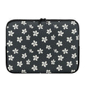 Monochrome Plumeria Pattern Print Laptop Sleeve