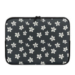 Monochrome Plumeria Pattern Print Laptop Sleeve