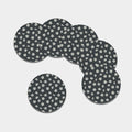Monochrome Plumeria Pattern Print Leather Coaster Set