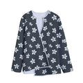 Monochrome Plumeria Pattern Print Long Sleeve Short Coat
