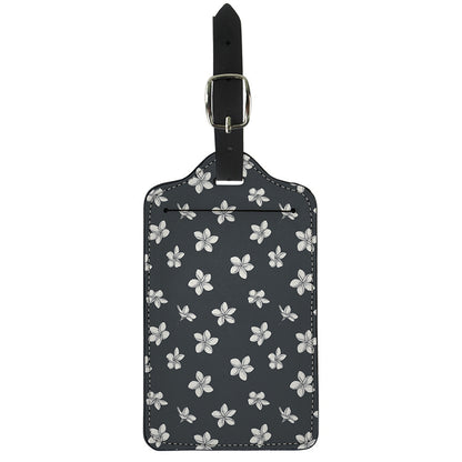 Monochrome Plumeria Pattern Print Luggage Tag