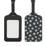 Monochrome Plumeria Pattern Print Luggage Tag