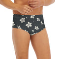 Monochrome Plumeria Pattern Print Men's Briefs