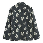 Monochrome Plumeria Pattern Print Men's Cotton Blazer