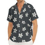 Monochrome Plumeria Pattern Print Men's Deep V-Neck Shirt