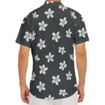 Monochrome Plumeria Pattern Print Men's Deep V-Neck Shirt