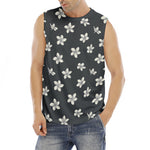 Monochrome Plumeria Pattern Print Men's Fitness Tank Top