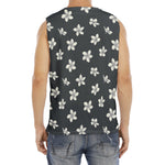 Monochrome Plumeria Pattern Print Men's Fitness Tank Top