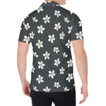 Monochrome Plumeria Pattern Print Men's Shirt