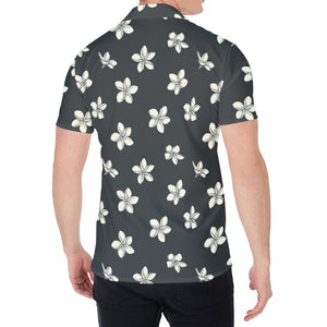 Monochrome Plumeria Pattern Print Men's Shirt