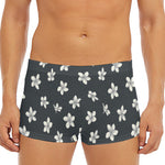 Monochrome Plumeria Pattern Print Men's Short Boxer Briefs