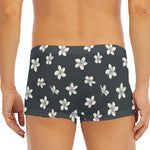 Monochrome Plumeria Pattern Print Men's Short Boxer Briefs