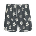 Monochrome Plumeria Pattern Print Men's Athletic Shorts