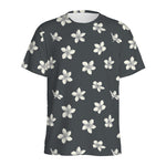 Monochrome Plumeria Pattern Print Men's Sports T-Shirt