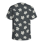 Monochrome Plumeria Pattern Print Men's Sports T-Shirt