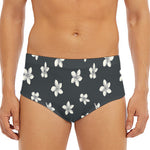 Monochrome Plumeria Pattern Print Men's Triangle Swim Briefs
