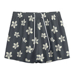 Monochrome Plumeria Pattern Print Mesh Shorts