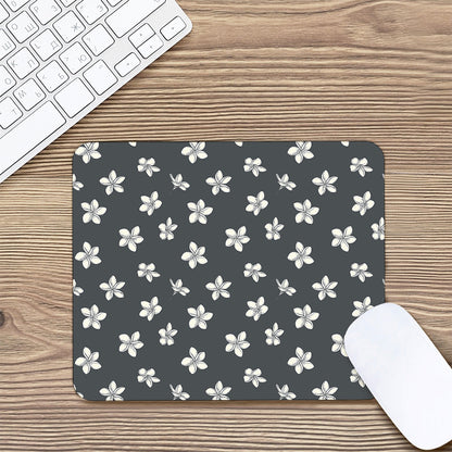 Monochrome Plumeria Pattern Print Mouse Pad