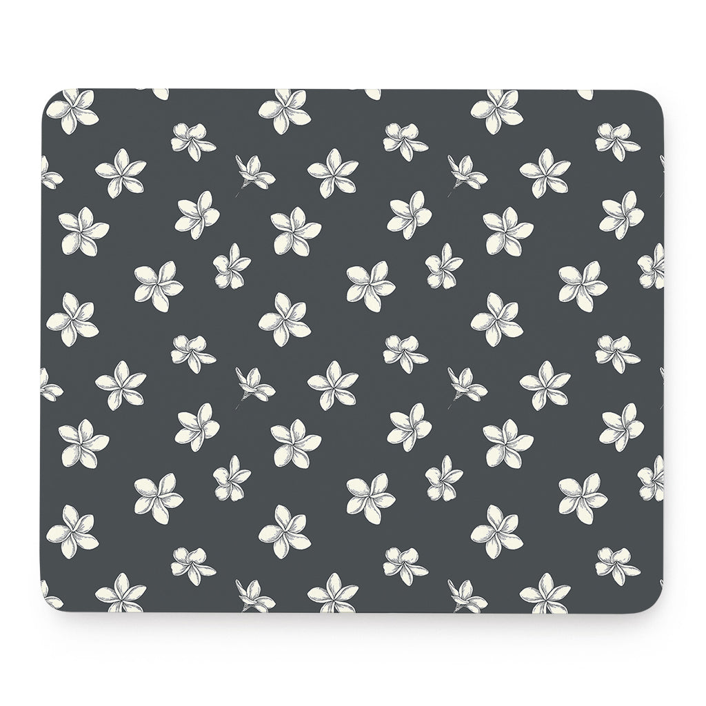 Monochrome Plumeria Pattern Print Mouse Pad
