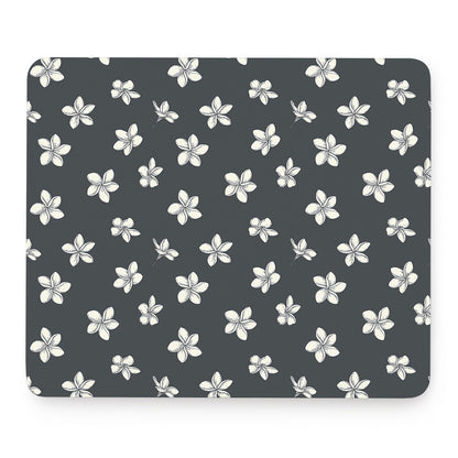 Monochrome Plumeria Pattern Print Mouse Pad