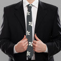 Monochrome Plumeria Pattern Print Necktie
