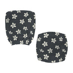 Monochrome Plumeria Pattern Print Office Chair Cover