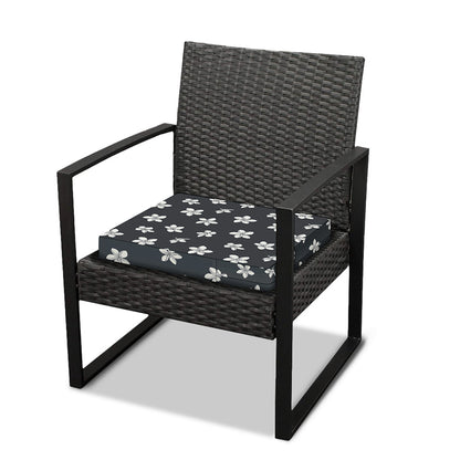 Monochrome Plumeria Pattern Print Outdoor Seat Cushion Cover