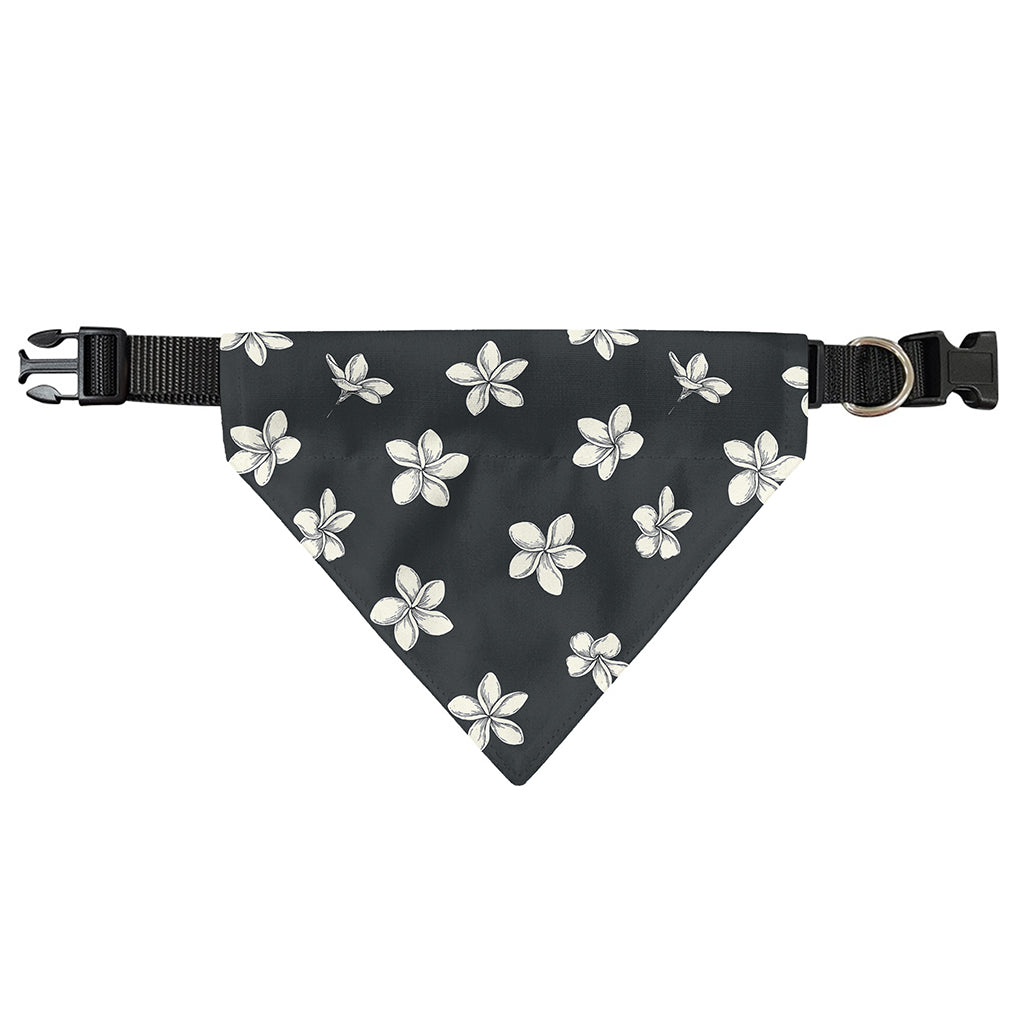 Monochrome Plumeria Pattern Print Over The Collar Dog Bandana