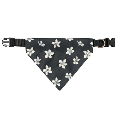 Monochrome Plumeria Pattern Print Over The Collar Dog Bandana