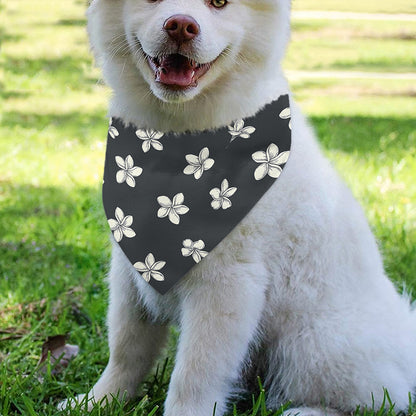 Monochrome Plumeria Pattern Print Over The Collar Dog Bandana