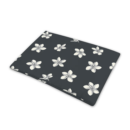 Monochrome Plumeria Pattern Print Pet Cooling Mat Cover