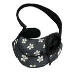 Monochrome Plumeria Pattern Print Pet Sling Carrier