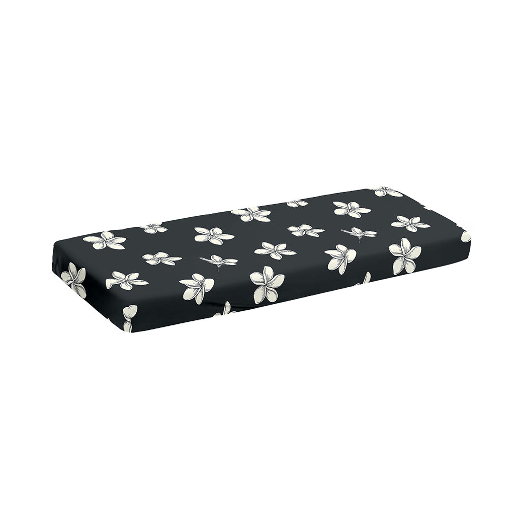 Monochrome Plumeria Pattern Print Piano Keyboard Cover