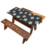 Monochrome Plumeria Pattern Print Picnic Table Cover
