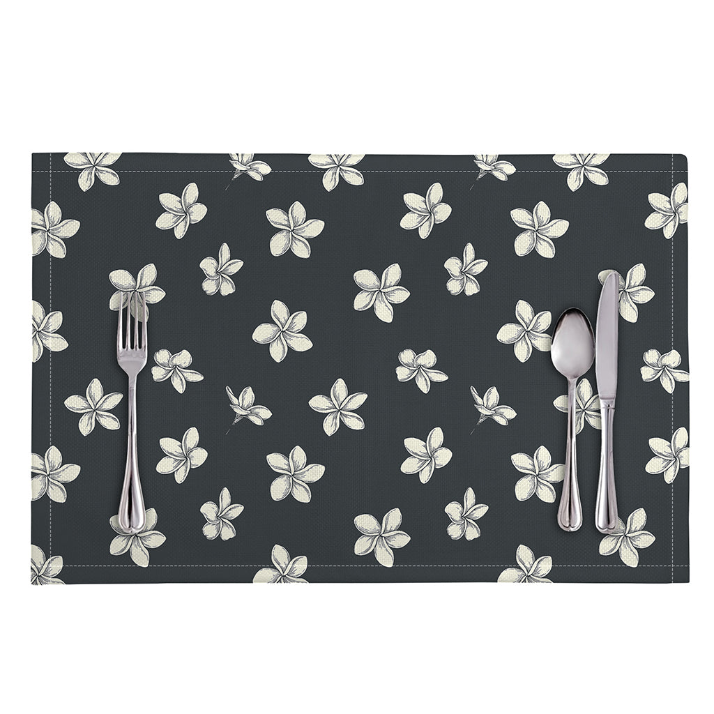 Monochrome Plumeria Pattern Print Placemat