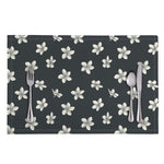 Monochrome Plumeria Pattern Print Placemat