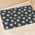 Monochrome Plumeria Pattern Print Polyester Doormat
