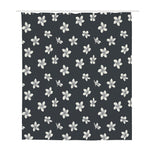 Monochrome Plumeria Pattern Print Polyester Shower Curtain