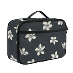 Monochrome Plumeria Pattern Print Portable Lunch Bag