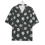Monochrome Plumeria Pattern Print Rayon Hawaiian Shirt