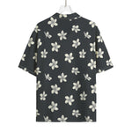 Monochrome Plumeria Pattern Print Rayon Hawaiian Shirt