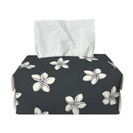 Monochrome Plumeria Pattern Print Rectangle Tissue Box Cover
