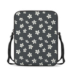 Monochrome Plumeria Pattern Print Rectangular Crossbody Bag