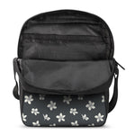 Monochrome Plumeria Pattern Print Rectangular Crossbody Bag
