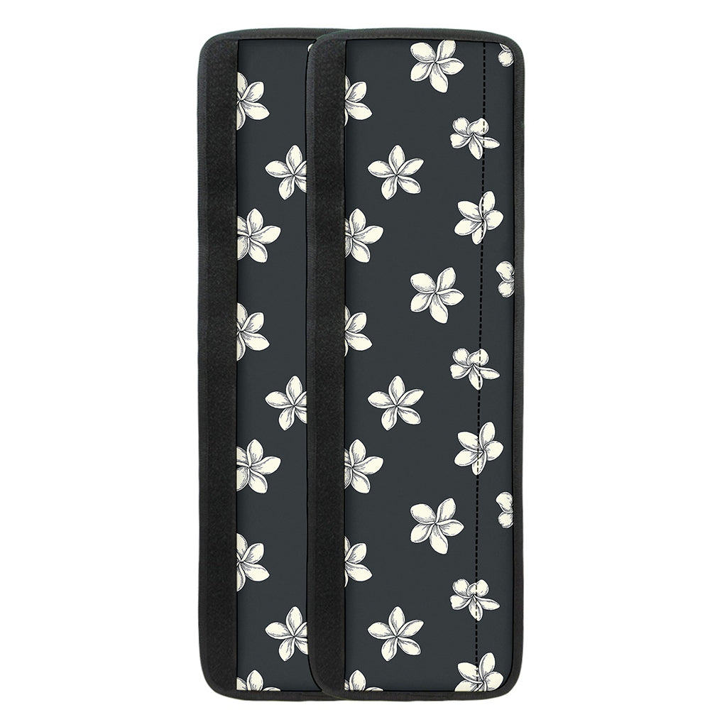 Monochrome Plumeria Pattern Print Refrigerator Handle Covers