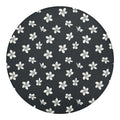 Monochrome Plumeria Pattern Print Round Blanket