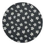 Monochrome Plumeria Pattern Print Round Blanket