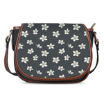 Monochrome Plumeria Pattern Print Saddle Bag