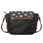 Monochrome Plumeria Pattern Print Saddle Bag