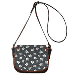 Monochrome Plumeria Pattern Print Saddle Bag